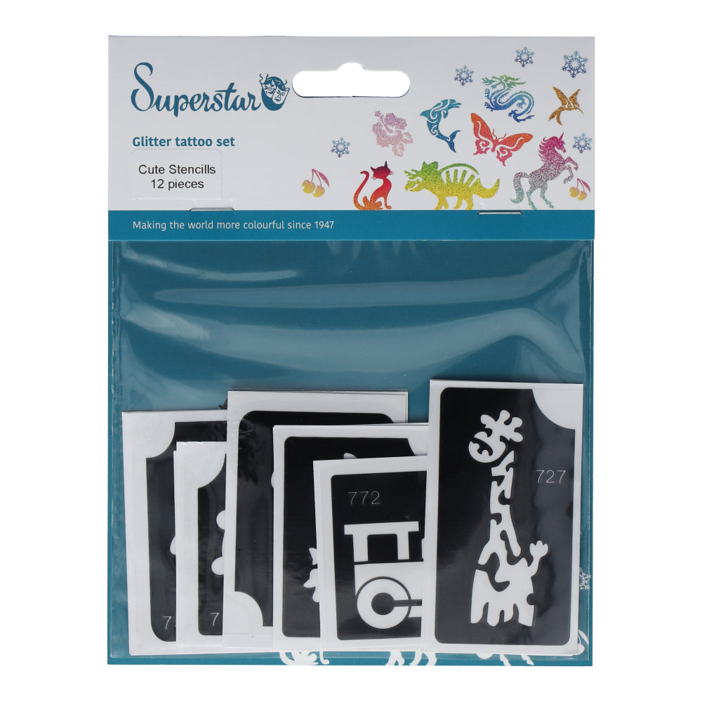 Superstar | Cute Glitter Tattoo Stencils (12 pcs)