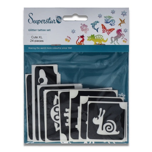 Superstar | Cute XL Glitter Tattoo Stencils (24 pcs)