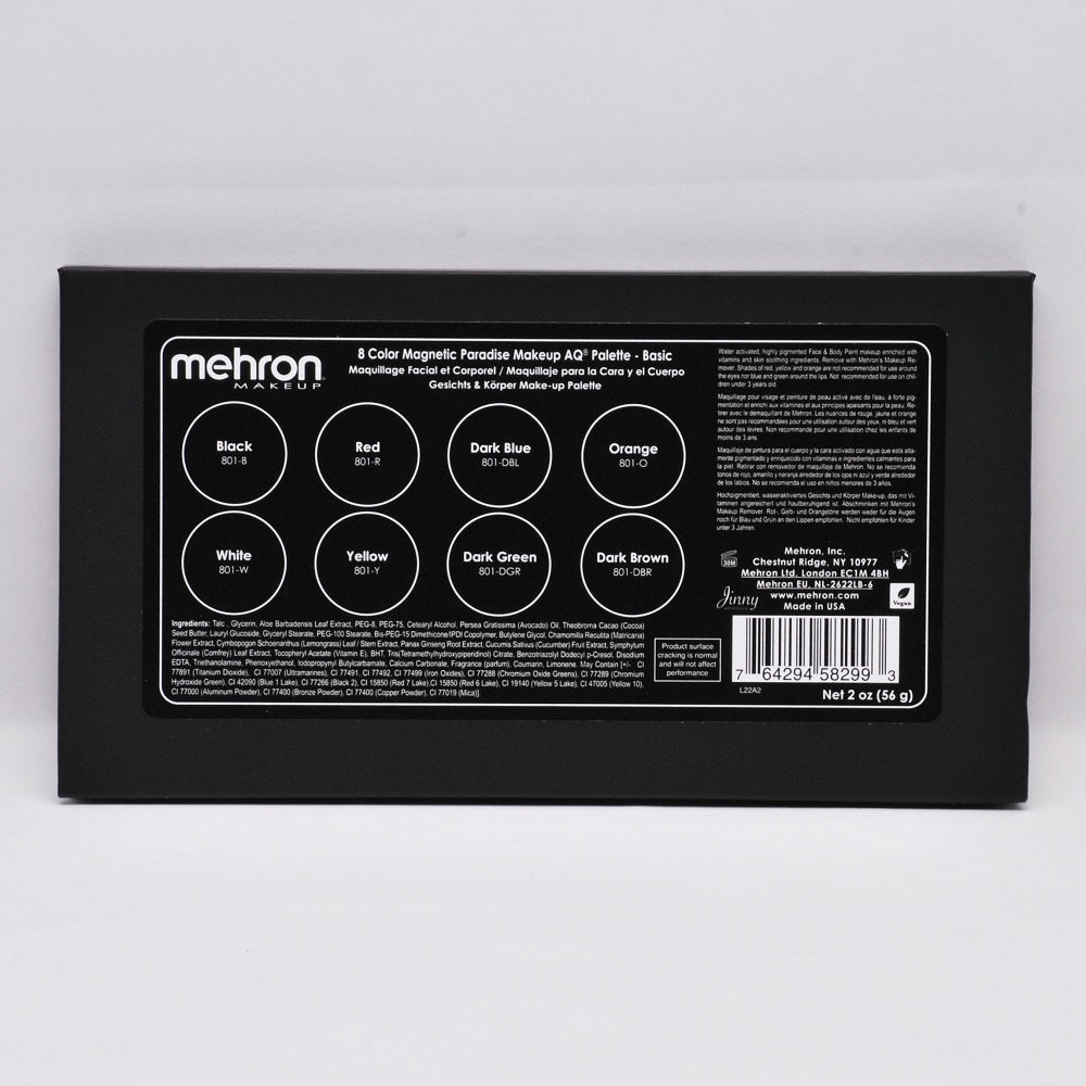 Mehron | Paradise Makeup AQ - 8-Color Palette - Basic