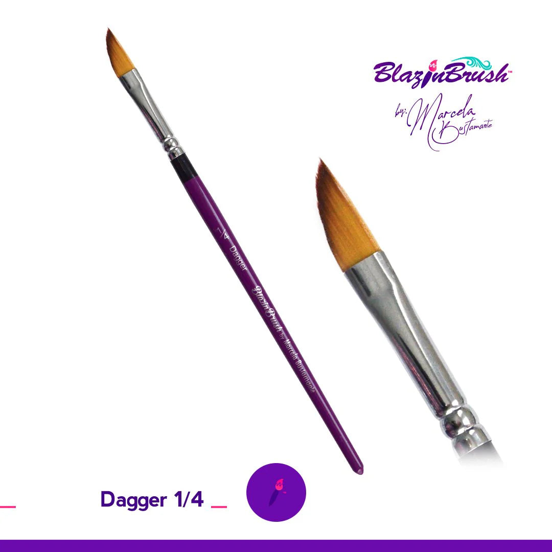 Blazin Face Painting Brush by Marcela Bustamante | 1/4 Inch Dagger Limited Edition