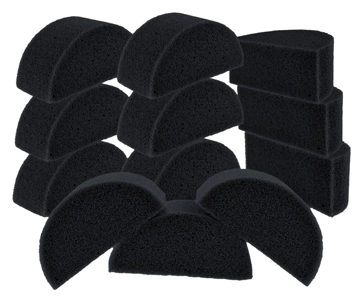 Fusion Body Art - Half Round Face Paint Sponge | Charcoal Black 12PK
