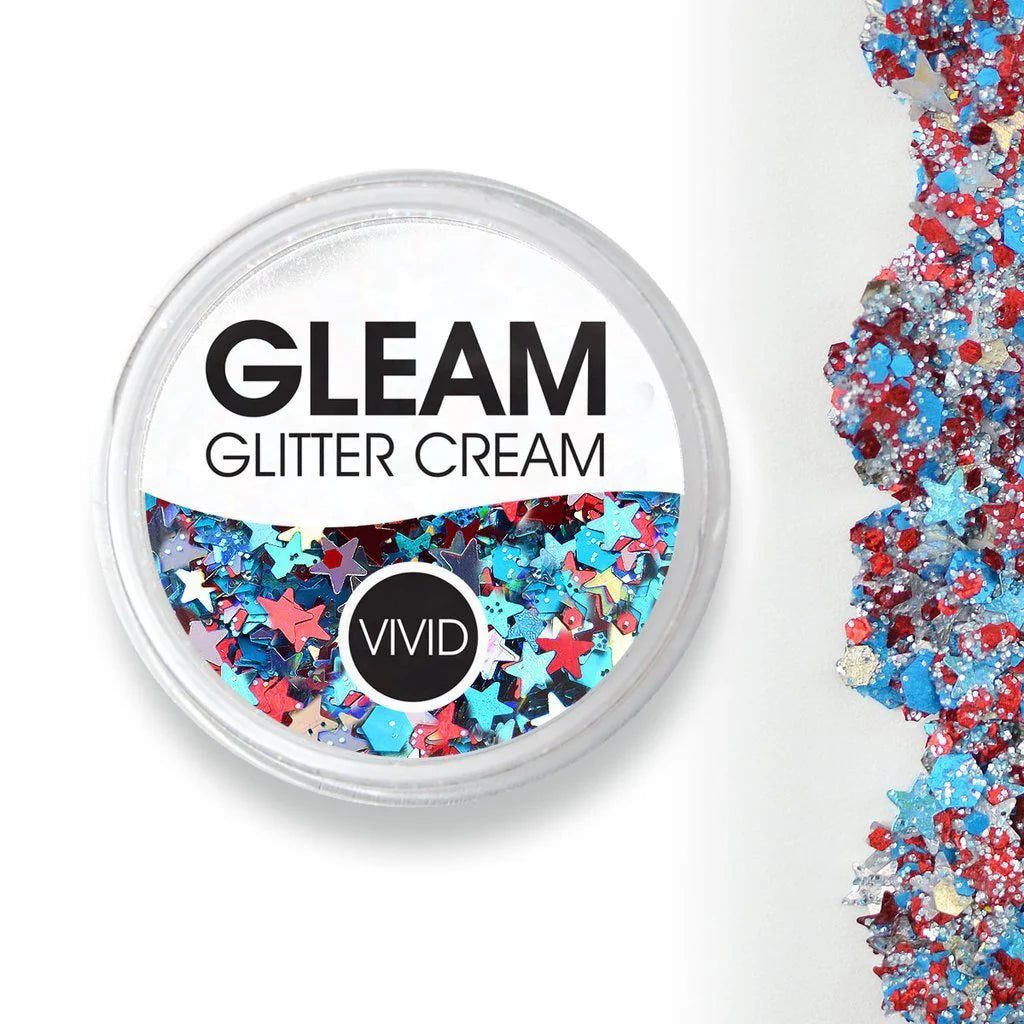 VIVID Glitter | GLEAM Glitter Cream | Red White & Boom 7.5g Jar