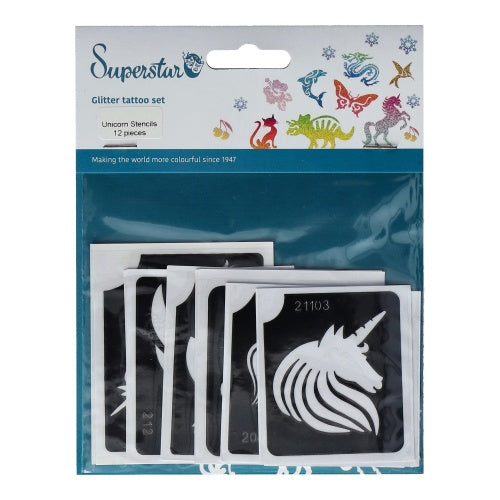Superstar | Unicorn Glitter Tattoo Stencils (12 pcs)