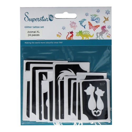 Superstar | Animal XL Glitter Tattoo Stencils (24 pcs)