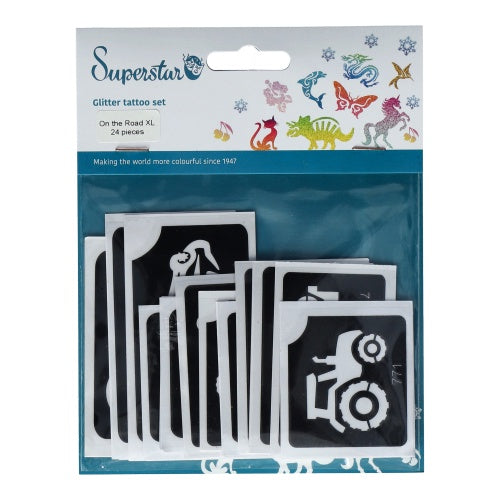 Superstar | On the Road XL Glitter Tattoo Stencils (24 pcs)
