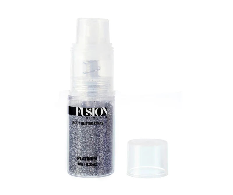 Fusion Body Art | Glitter Pump Spray | Platinum - Metallic Silver Glitter