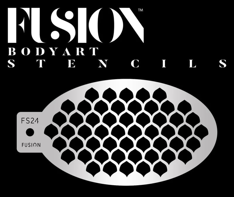 Fusion Body Art | Small Mermaid Fish Scales Face Paint Stencil - FS24