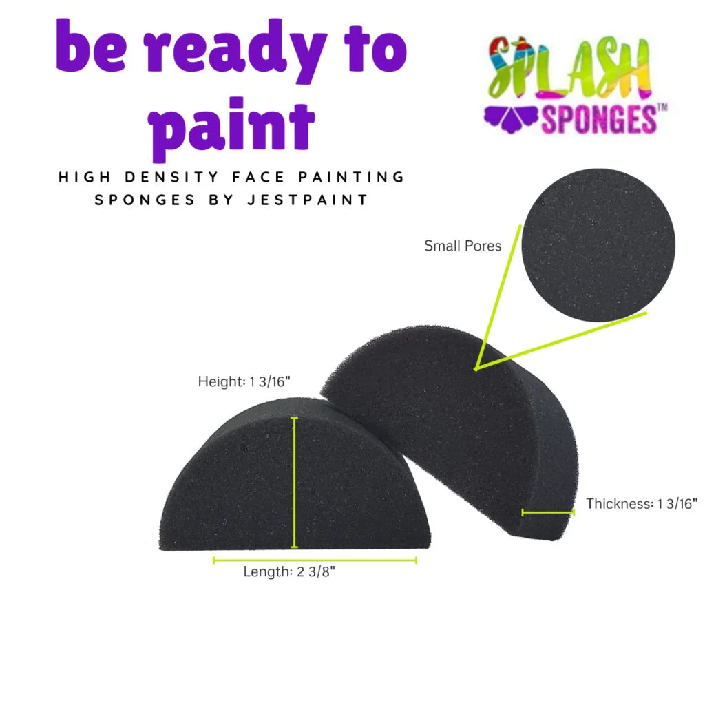 Splash Face Painting Sponges by Jest Paint | HIGH DENSITY | Half Moon 6pk